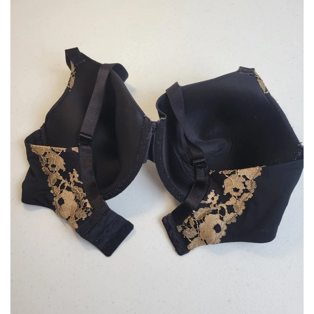 Wacoal Opulence Underwire Contour Bra Black Tan Lace Full Coverage Size 36DDD - Picture 6 of 10